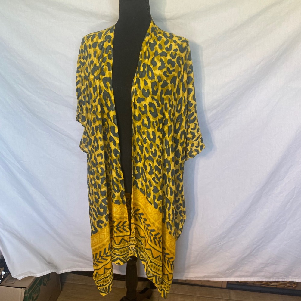 Aratta Kimono Leopard Print Kimono Open Front Wrap Animal Print Cover Up OS